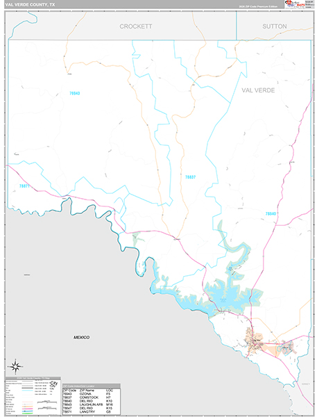 Val Verde County, TX Zip Code Map